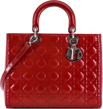 Dior Vintage Lady Dior Bag Cannage Quilt Patent Large satchel - Rood
