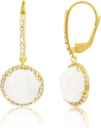 MAX + STONE 18k Gold Over Sterling Silver 6.5 Ct. Round Gemstone Dangle Earrings
