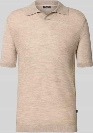 Maerz MAERZ Muenchen Slim Fit Poloshirt aus Schurwolle mit Strukturmuster in Beige, Gr&ouml;&szlig;e 48