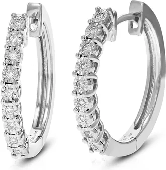 Vir Jewels 1/6 cttw Lab Grown Diamond Hoops Earrings in Sterling Silver With Hidden Post For Women
