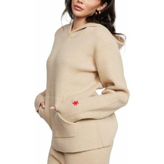 By Samii Ryan Cupid Knit Hoodie in Tan at Nordstrom, Size Xx-Large