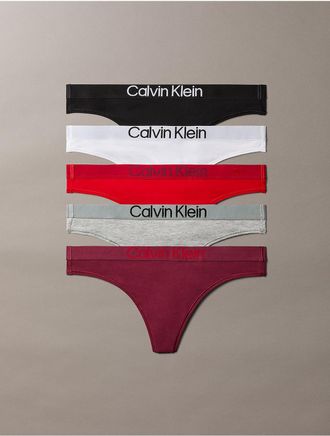 Calvin Klein Womens Maximum Cotton 5-Pack Thong - Multi - XL