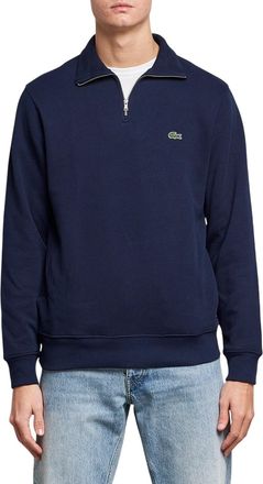 Lacoste Heren Sweatshirt met Kwart Ritssluiting van Katoenmix (Marine)