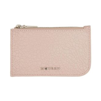 Alexander McQueen Accessoires, unisex, Roze, ONE Size, Leer, Logo Leren Kaarthouder Made in Italy