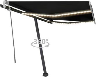 vidaXL Vidaxl - Toldo Manual Retr&aacute;ctil Con Led Antracita 300x250 Cm