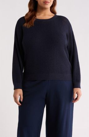 Eileen Fisher Waffle Knit Sweater in Ink at Nordstrom, Size 2 X