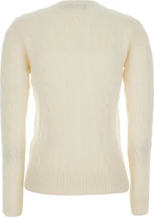 Polo Ralph Lauren Womens Cable Knit Sweater Julianna White Wool Tops Top