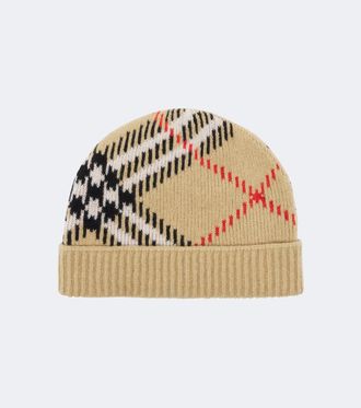 Burberry Berretto Burberry Check in misto cashmere