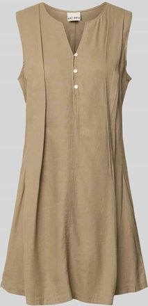 Ichi Minikleid aus Leinen-Viskose-Mix Modell LINNO in Taupe, Gr&ouml;&szlig;e 34