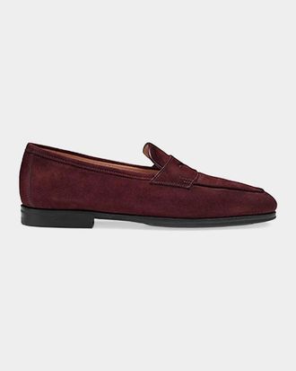 Santoni Suede Penny Loafers