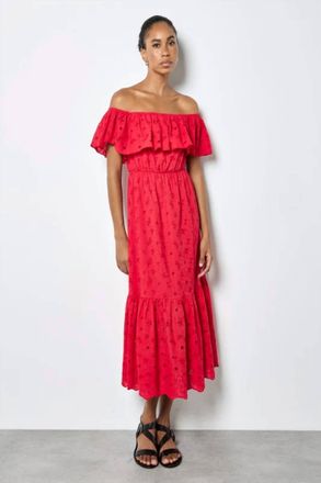 Apricot Broderie Bardot Tiered Detail Maxi Dress