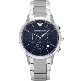 Emporio Armani Renato AR2486 Chronograph Mens Watch 43mm Blue Dial Stainless Steel - One Size