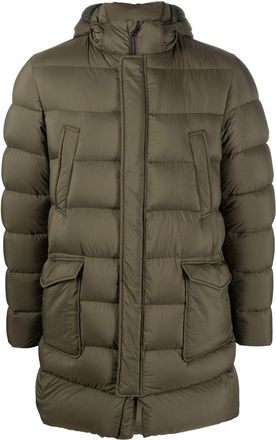 Herno padded hooded down coat - men - Feather Down/Acetate/Polyamide/Polyester/Polyester/Polyurethane/Wool - 54 - Green