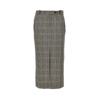 Pinko Wool-blend midi skirt with Check motif Woman 38