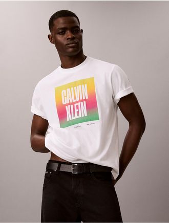Calvin Klein Jeans Calvin Klein Mens Pride Logo Block Easy Tee - Open White - XL