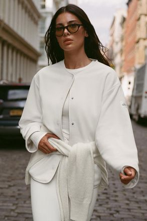 Alo | Polar Fleece Take Note Jacket in Ivory White, Size: Medium