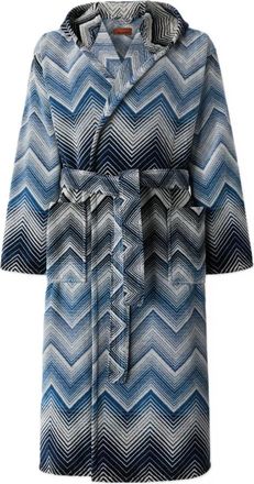 Missoni Home Marea Hooded Bathrobe - Dames - Badjassen - Blauw - M - Katoen - Nachtkleding
