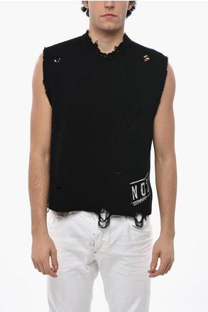 Dsquared2 Distressed Cotton Sleeveless Sweater size M