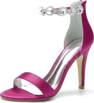 Generic Wedding Bridal Shoes Women Bridal Heels Open Toe Stiletto High Heels Womens Heeled Sandals for Prom, Party, Daily 10.5Cm,Purple,10 UK
