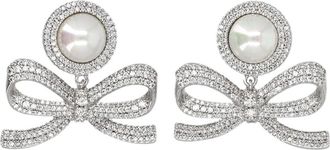 Self Portrait Bow-detail Drop Oorbellen - Dames - Oorbellen - Grijs - ONE Size - Accessoires