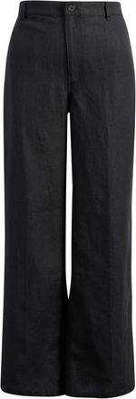 Madewell Zoe Relaxed Straight Leg Linen Pants in Jet Black at Nordstrom, Size 10
