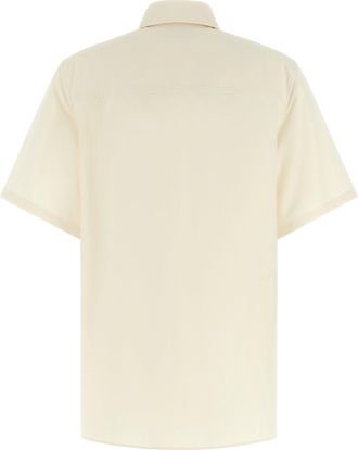 Ferragamo Cotton-Silk Blend with Gancini Embroidery Shirt - Cream