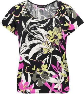 Betty Barclay Overhemden, Dames, Veelkleurig, L, Bloemenprint shirt met glitterstenen