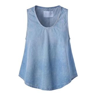Dondup Sleeveless Tops, female, Blue, Size: S Top smanicato denim