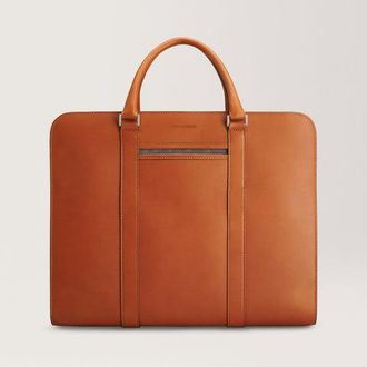 Carl Friedrik Large Briefcase - Vacchetta Leather - Cognac Brown