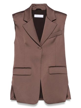 Patrizia Pepe satin waistcoat - women - Polyester/Polyester - 40 - Brown