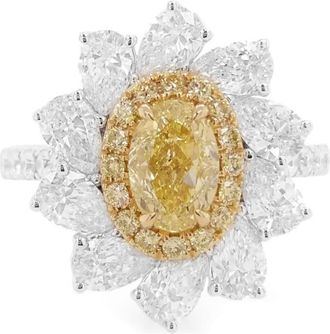 HYT Jewelry 18kt white gold yellow diamond ring - women - 18kt White Gold/Platinum/Yellow Diamond/White Diamond - 6 1/4 - Silver