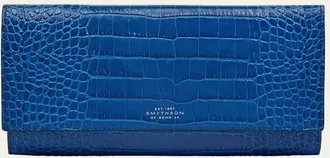 Smythson Marshall Travel Wallet in Mara Croc-Embossed Leather