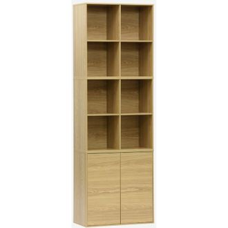 Sweeek Sweeek - Estante, Biblioteca Modular Con 2 Puertas Y 8 Nichos, Kompo, Roble, 70x35x70 Cm
