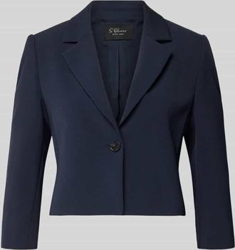 s.Oliver Black Label Regular Fit Kurzblazer mit Reverskragen in Marine, Gr&ouml;&szlig;e 36