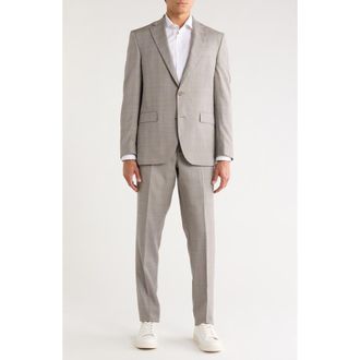 Jack Victor Explo Plaid Wool Suit in Light Tan at Nordstrom Rack, Size 40 Regular