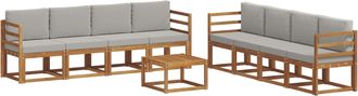 vidaXL Conjunto De Sof&aacute;s De Exterior 9 Uds. Gris Natural Y Claro Vidaxl
