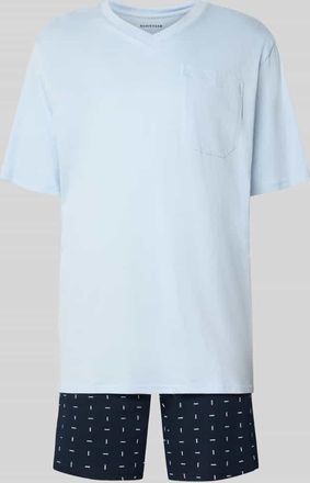 Schiesser Pyjama in minimalistischem Design in Hellblau, Gr&ouml;&szlig;e 48