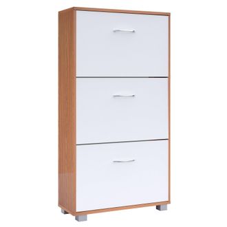 Deuba Casaria Zapatero Armario Organizador De Zapatos Con 3 Compartimentos Amplio Moderno - Color A Elegir Haya - Blanco