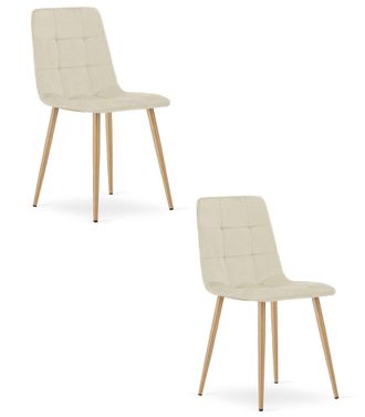 OEM Silla Kara - Terciopelo Beige Claro / Patas Color Madera X 2