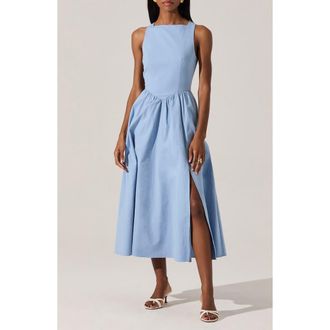 ASTR the Label Bow Back A-Line Dress in Blue at Nordstrom, Size X-Large