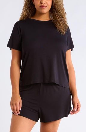 Nordstrom Jersey Shortie Pajamas in Black at Nordstrom, Size 2X