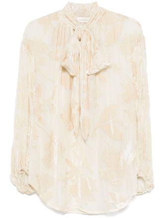 Zimmermann Burnout blouse - women - Elastane/Recycled Polyester - 1 - Neutrals