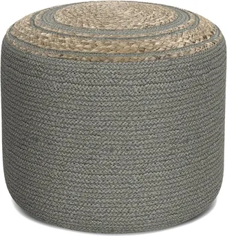Simpli Home Serena Contemporary Round Braided Pouf