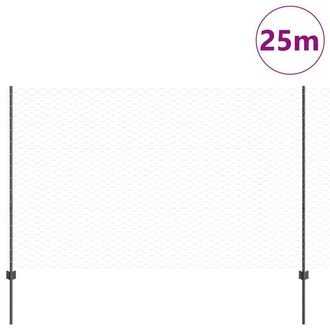 Berkfield Home Modern Garden Fence Set Set of 2 Grey Metal 25 x 1.5 m Sturdy
