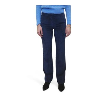 Emme Di Marella Emme DI Marella, Broeken, Dames, Blauw, L, Polyester, Corduroy Wide Broeken