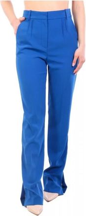 Patrizia Pepe Wide Broeken - Dames - Wijde Broeken - Blauw - XL - Leer - Broeken