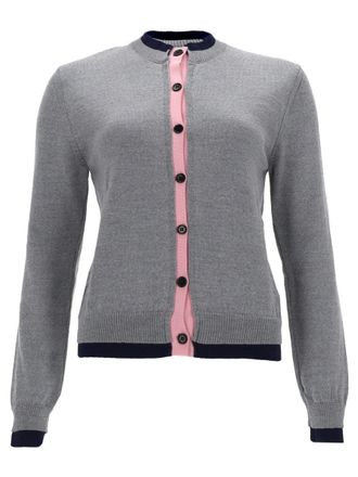 Msgm Merino Wool Double Trim Cardigan