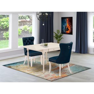 East West Furniture 3 Piece Kitchen Table Set Consists of a Rectangle Dining Table with Dropleaf