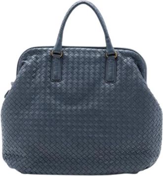 Bottega Veneta Pre-owned Handbags, female, Blue, Size: ONE SIZE Pre-owned Woven Nappa Travel Bag