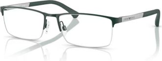 Emporio Armani 0ea1041 Rectangular Semi-Rimless Metal Sunglasses with Textured Temples